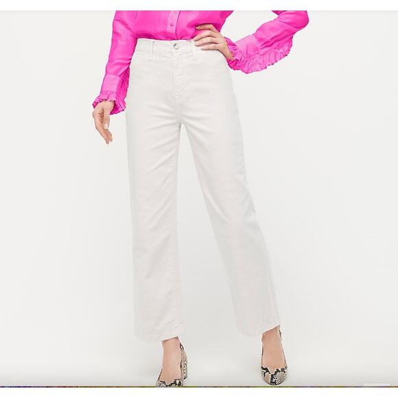 J. Crew Wide Leg Pant Washed Canvas White Pearl Women's Size 31 / 12 - Picture 1 of 9